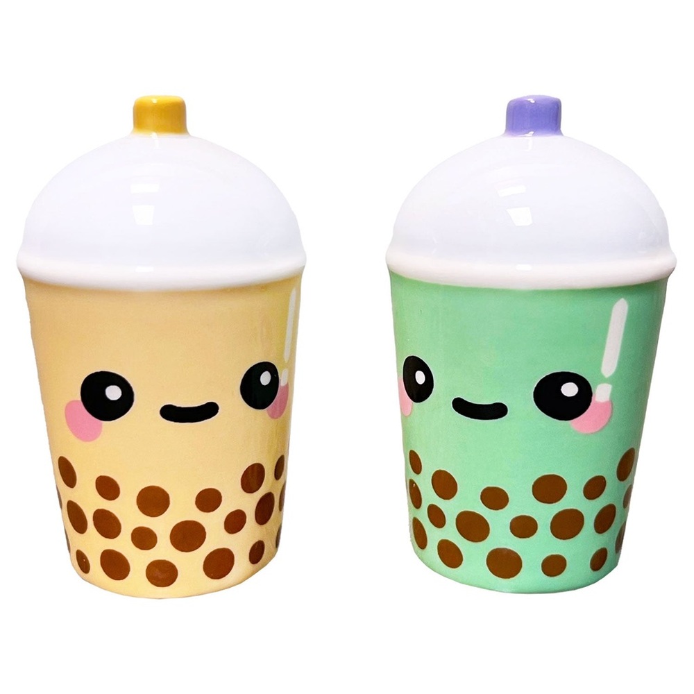 Boba Ceramic Salt & Pepper Set - Yellow & Green - Picture 3 of 4